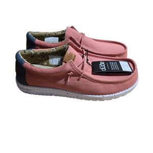 Hey Dude Wally Washed Slub Canvas Men's Casual Shoes, Red/Blue, Mens Size 10